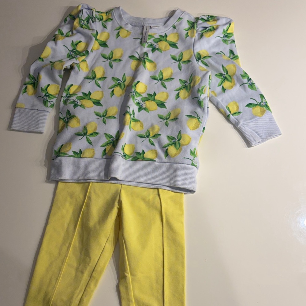 Janie and Jack Lemon Print Sweatshirt and Yellow Leggings Set